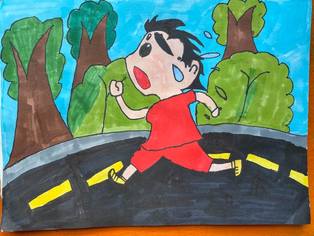 奔跑的追梦少年的绘画图片