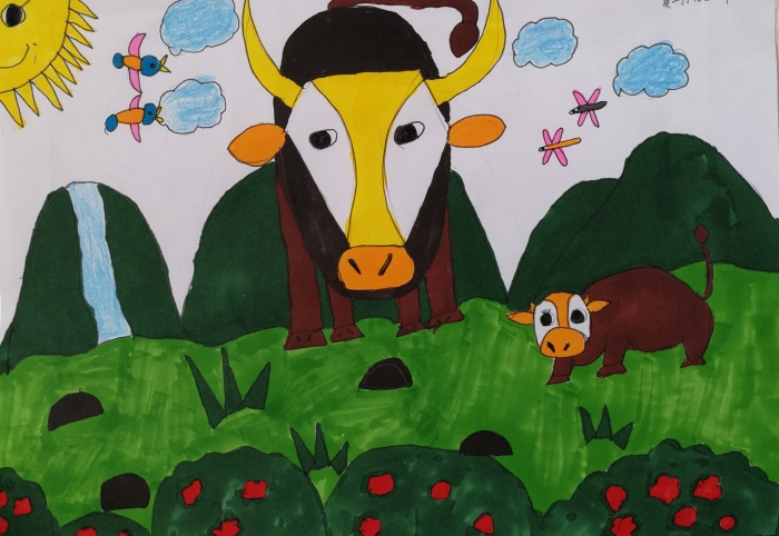 大牛和小牛简笔画图片